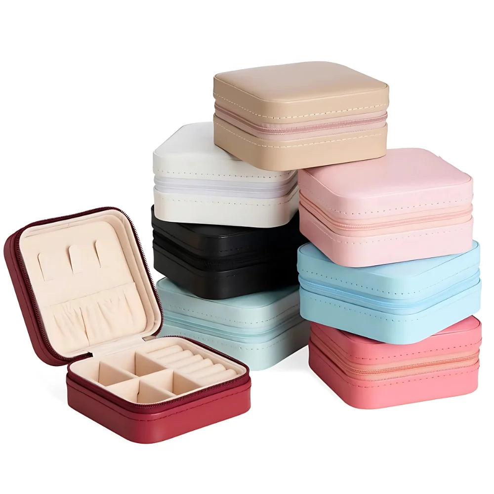 Portable Mini Travel Jewelry Box Compact Organizer for Earrings Necklaces Rings