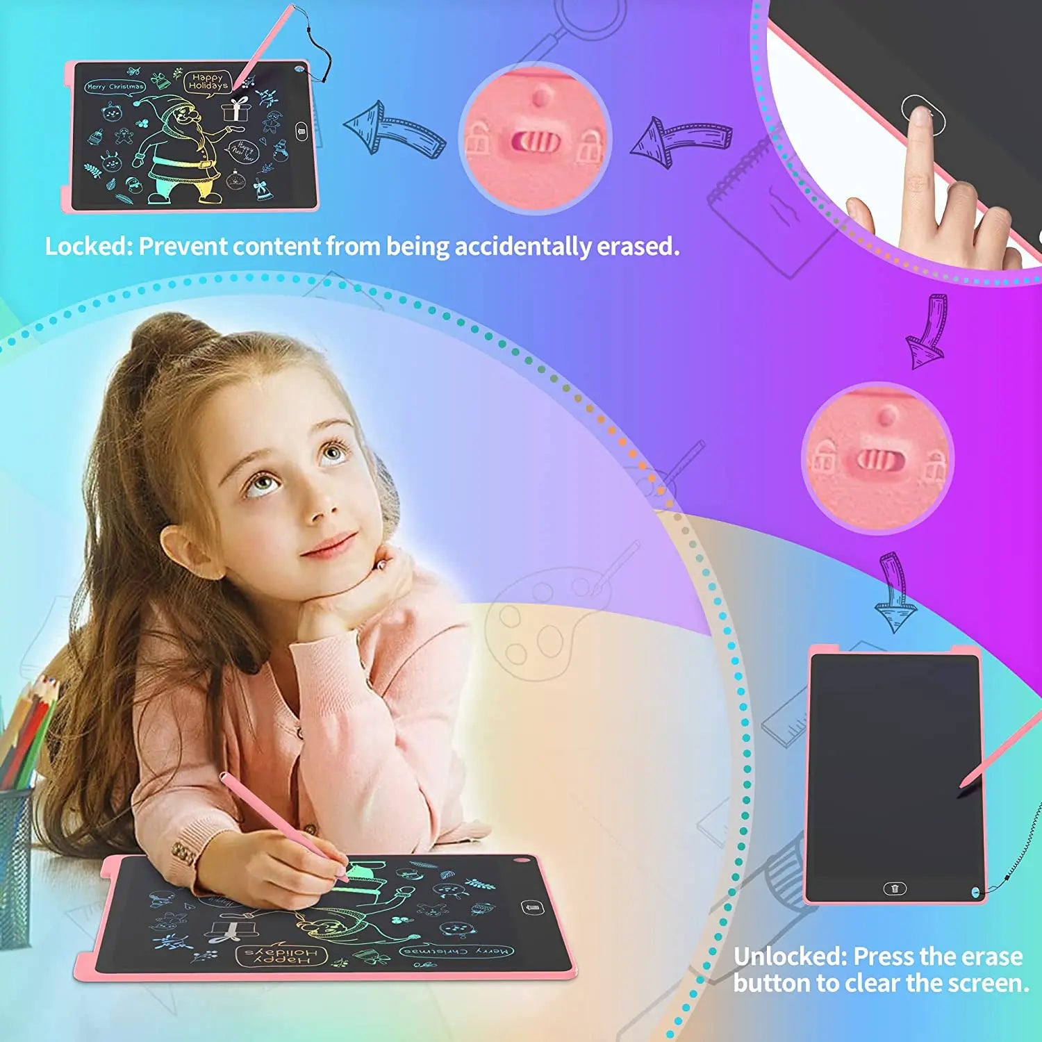 LCD Writing & Drawing Tablet 8.5 in (21.6 cm) / 12 in (30.5 cm) – Digital Graphic Tablet with Stylus for Kids, Students & Artists