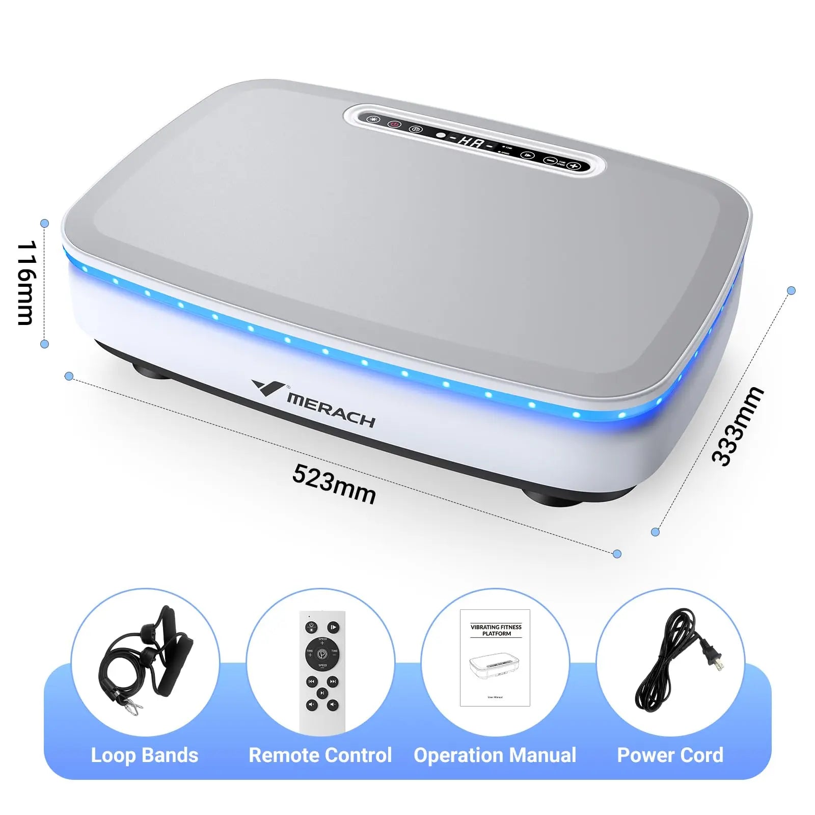 Whole Body Vibration Plate Machine with LED Lights & Bluetooth Speaker – 330 lb (150 kg) Capacity, 99 Speeds, Remote Control