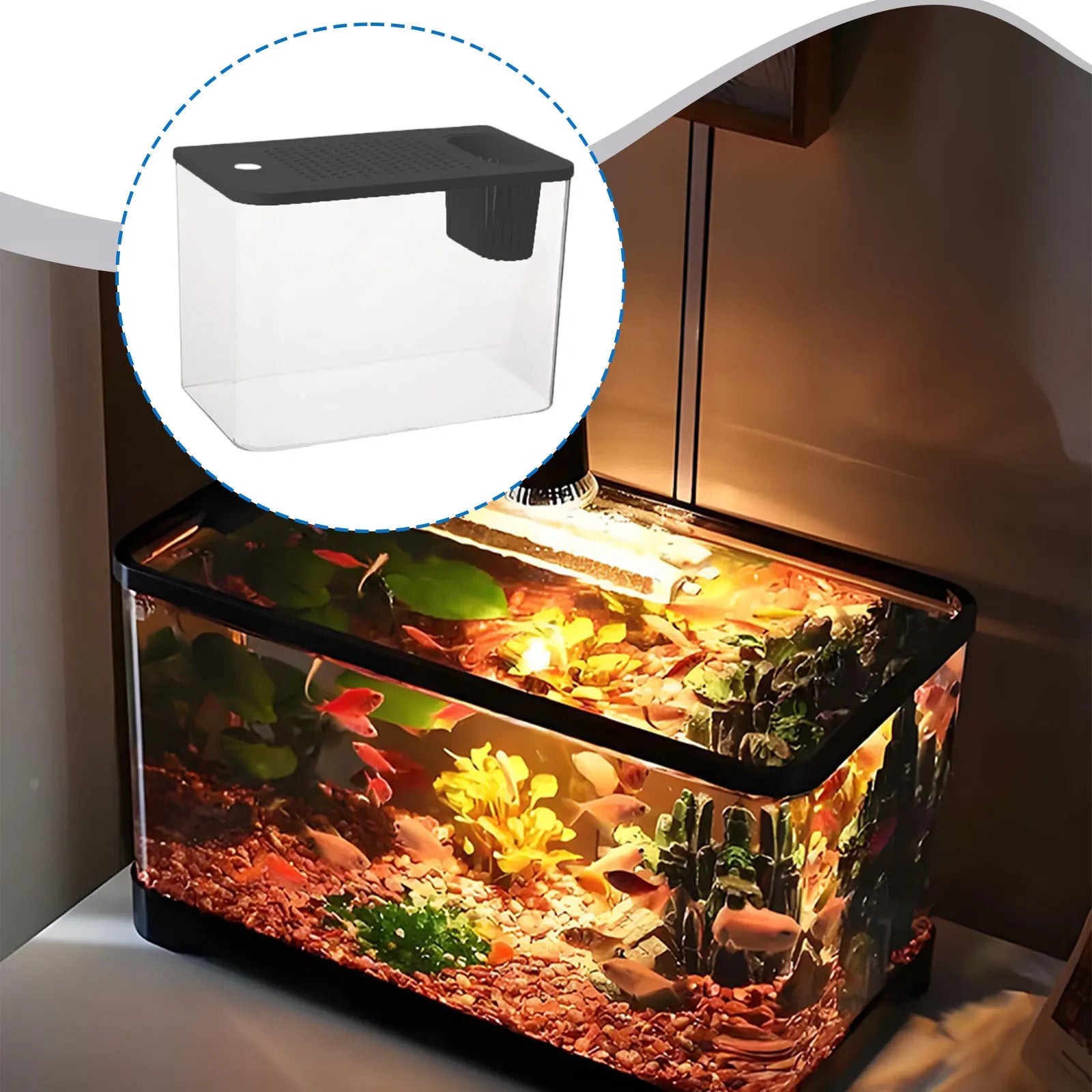 Clear View Reptile Terrarium Breeding Tank — 12.44 x 7.09 x 8.86 in (31.6 x 18 x 22.5 cm) Plastic Habitat for Betta, Crayfish, Frog, Gecko, Snake, Chameleon