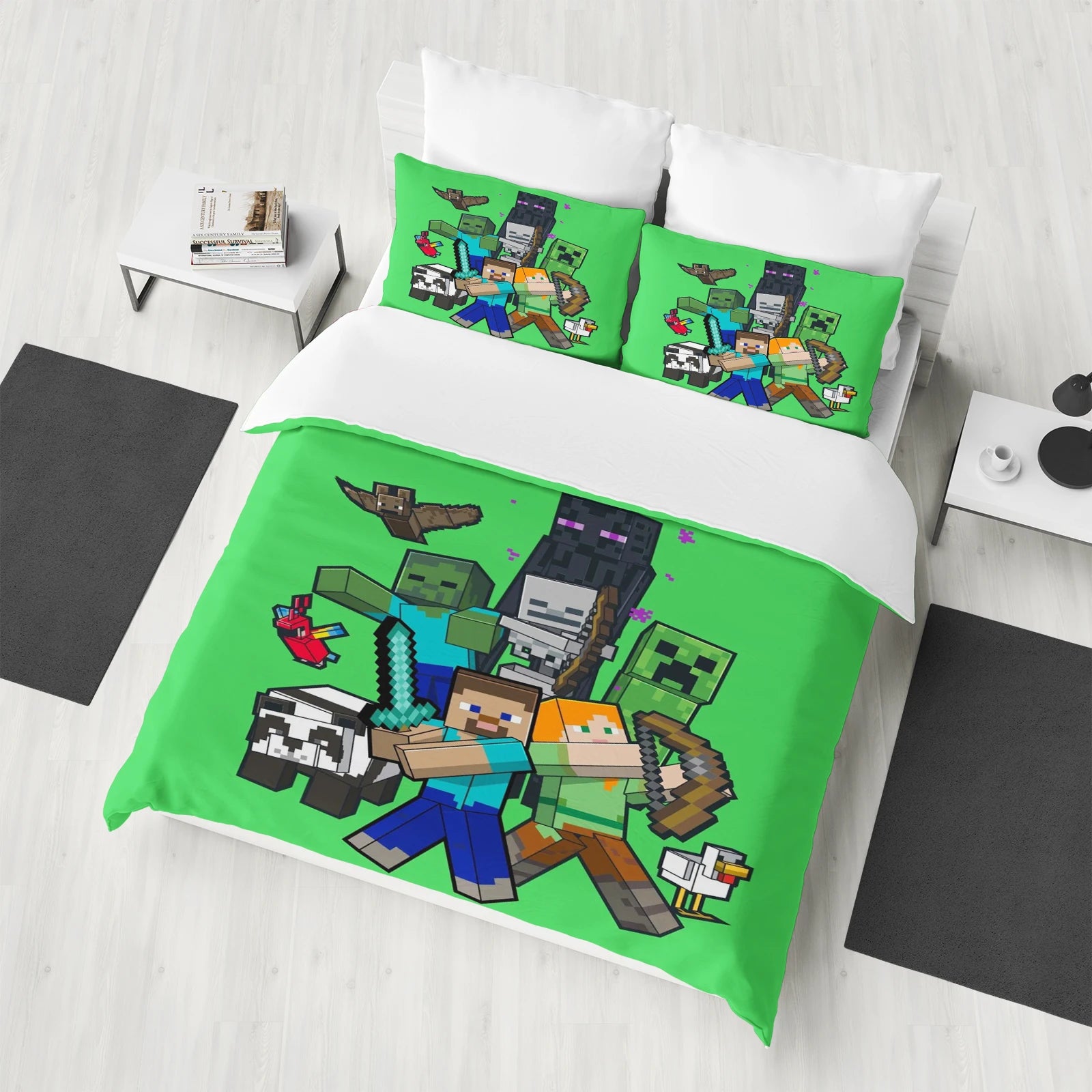 Anime Cartoon Printed Duvet Cover Set – 100% Polyester Quilt Cover + 2 Pillowcases (1.35 m / 4.5 ft / 53 in)