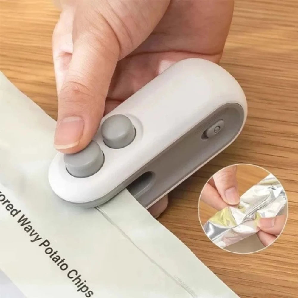 Mini USB Rechargeable Bag Sealer with Vacuum Function and Built-In Cutter
