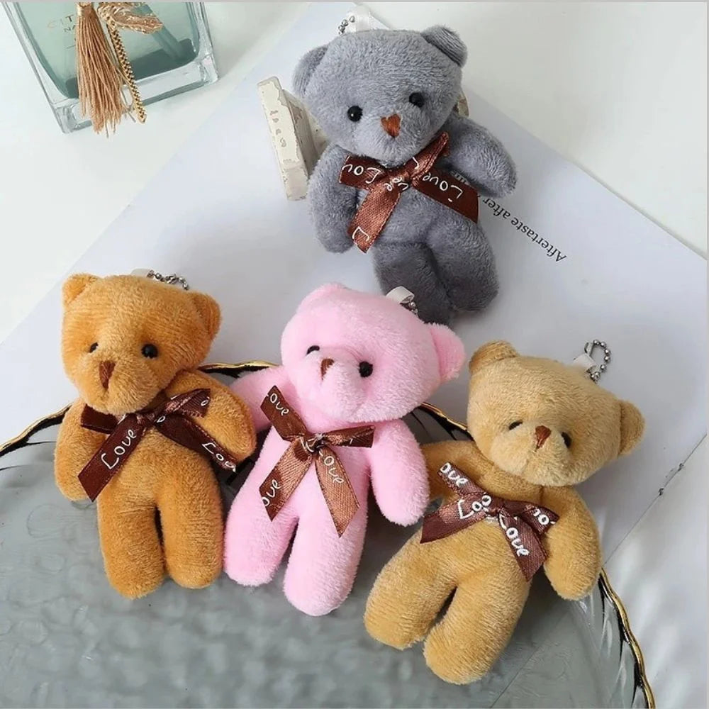 Cute Plaid Plush Bear Keychain Soft Teddy Keyring Christmas Gift