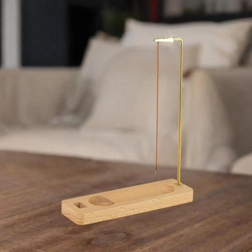 Palo Santo and Incense Holder - Wooden & Metal Desktop Burner for Sage, Incense Sticks & Candles, Tabletop Centerpiece for Meditation & Home Decor