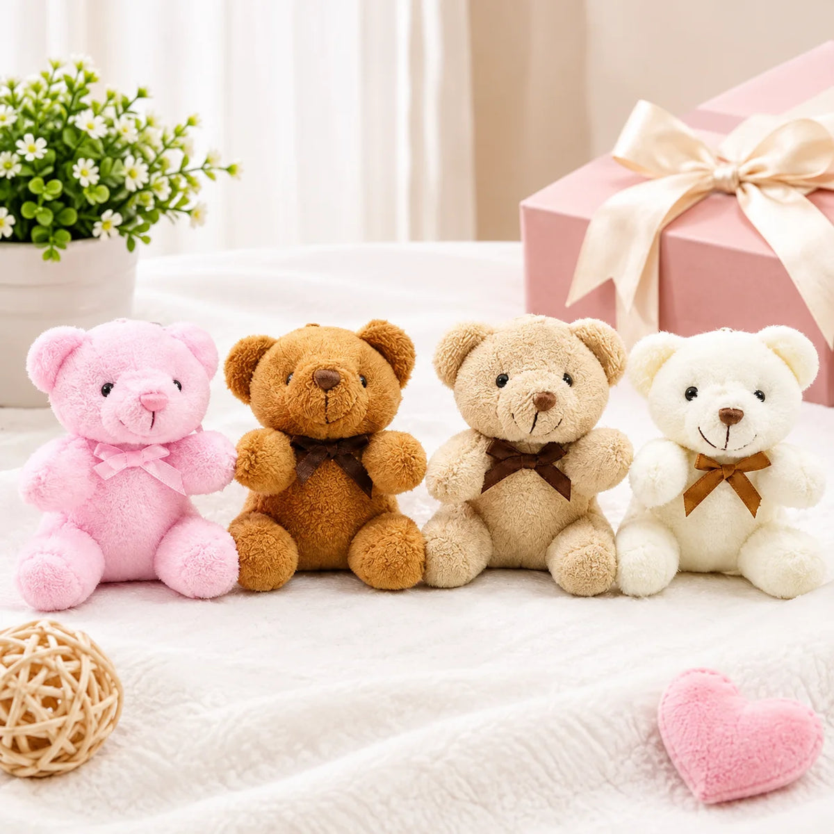 Cute Plaid Plush Bear Keychain Soft Teddy Keyring Christmas Gift