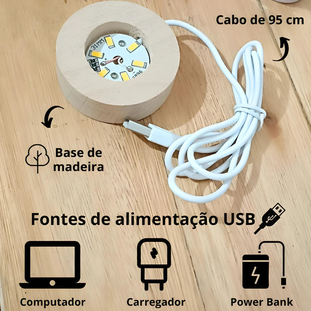 Galaxy Crystal Ball LED Lamp, Solar System with Earth and Moon, Wooden Base, 6 cm (2.36 in), USB