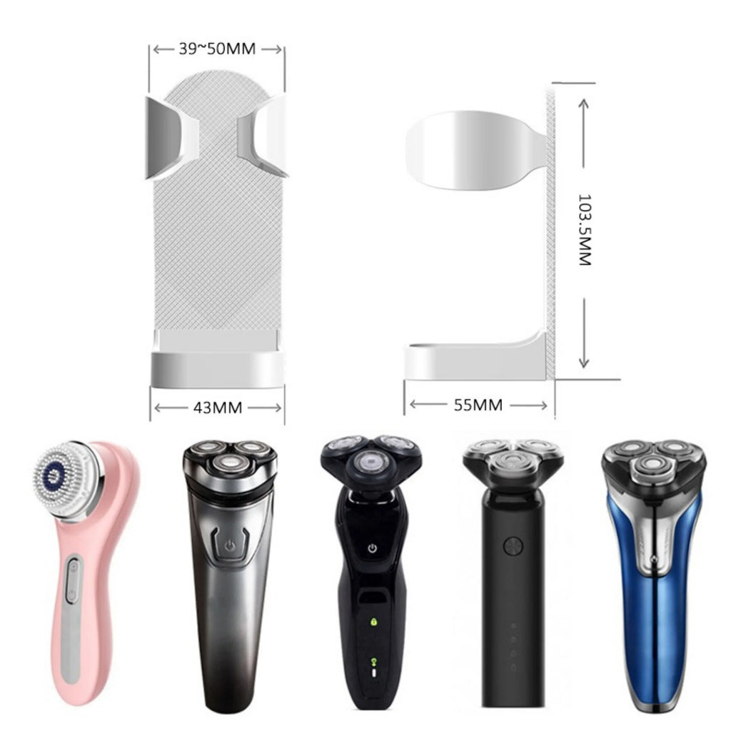 Self-Adhesive Wall-Mounted Shaver & Electric Toothbrush Holder – Razor Storage Rack (White/Black)
