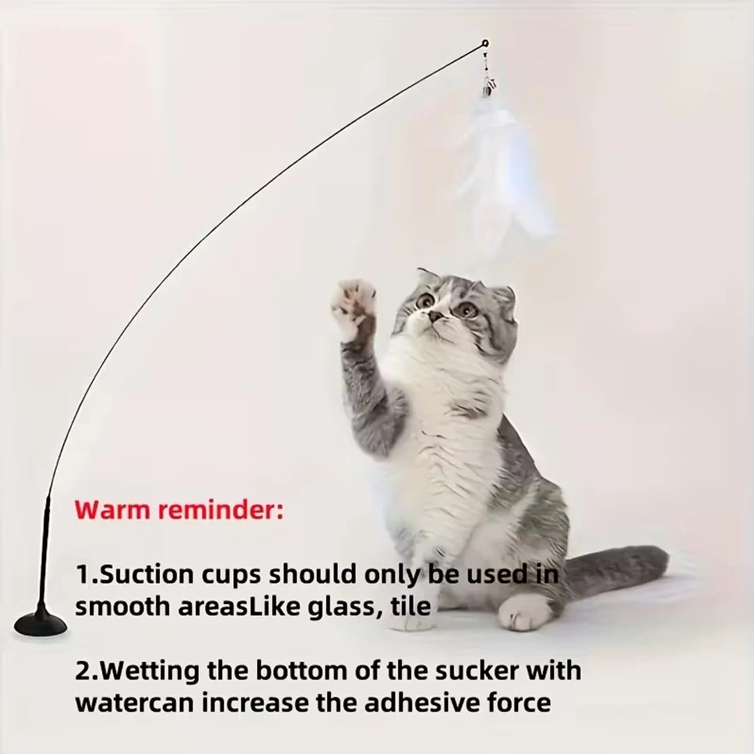 Interactive Cat Feather Teaser Toy with Bell view 4