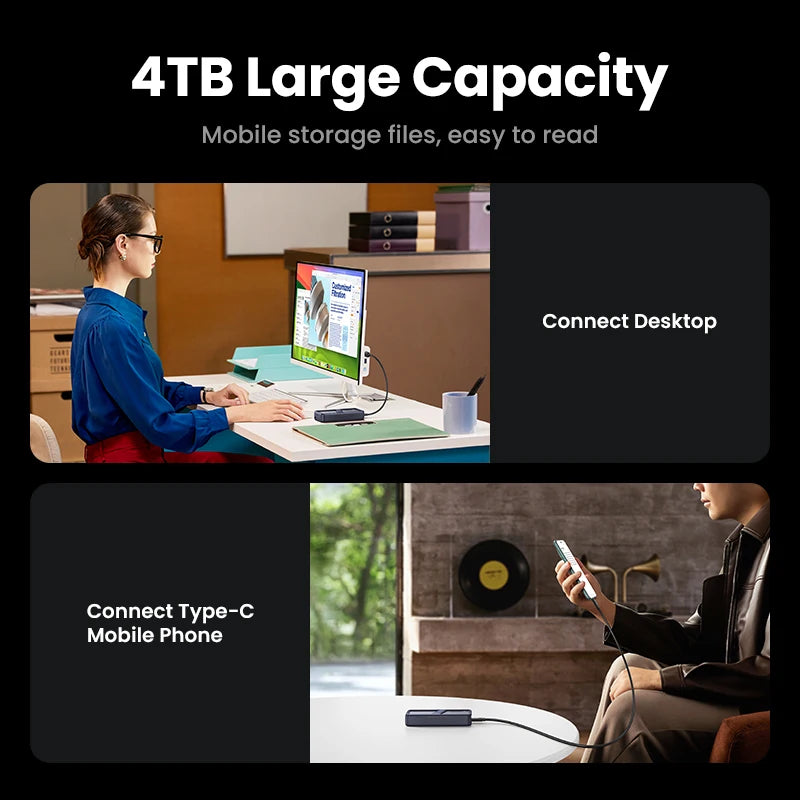 40Gbps M.2 NVMe SSD Enclosure, USB4.0 / Thunderbolt 4-3 Compatible, Aluminum Cooling Case — Supports M.2 2230/2242/2260/2280, Up to 4TB