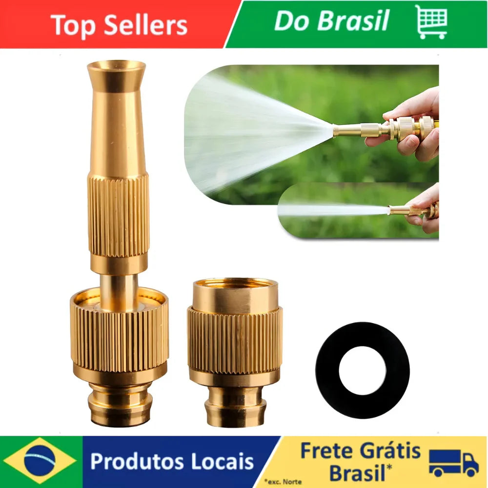 Adjustable High-Pressure Spray Nozzle for 1/2 in Hose (12.7 mm) - Brass Garden Jet with Flow Control