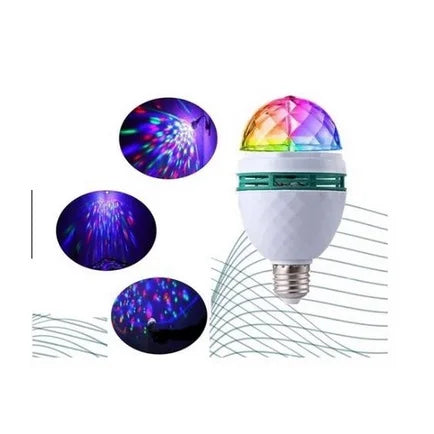 Rotating RGB Party Lamp E27 LED 3W Bivolt 110-220V with Adapter