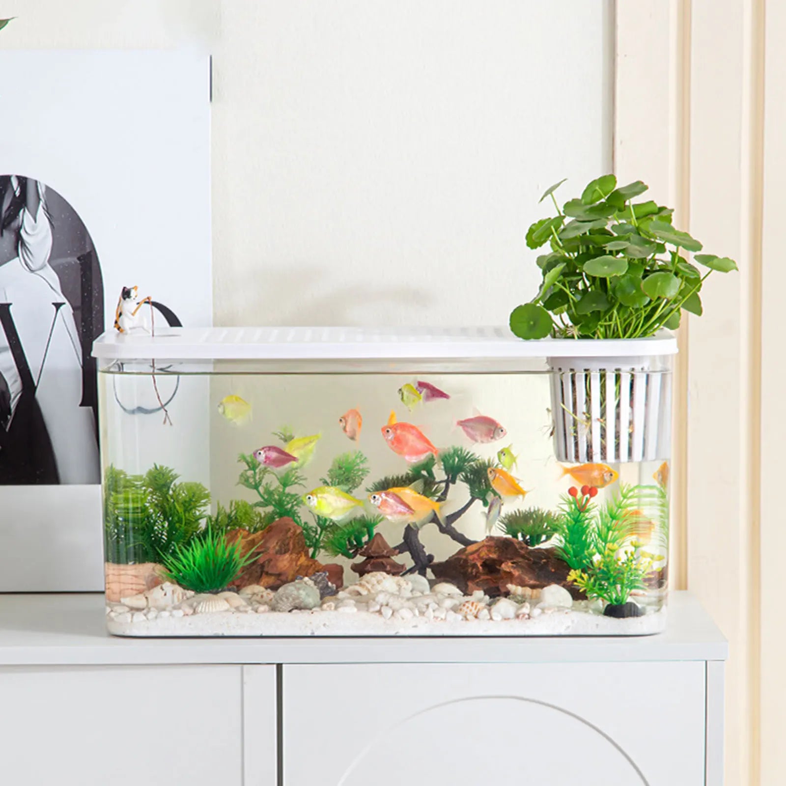 Clear View Reptile Terrarium Breeding Tank — 12.44 x 7.09 x 8.86 in (31.6 x 18 x 22.5 cm) Plastic Habitat for Betta, Crayfish, Frog, Gecko, Snake, Chameleon