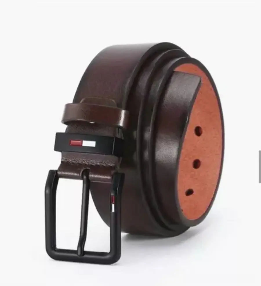 Men's PU Leather Belt with Alloy Square Pin Buckle - 47.2in (120cm) x 1.5in (3.8cm) | Business & Casual Waist Belt - Black Coffee Brown