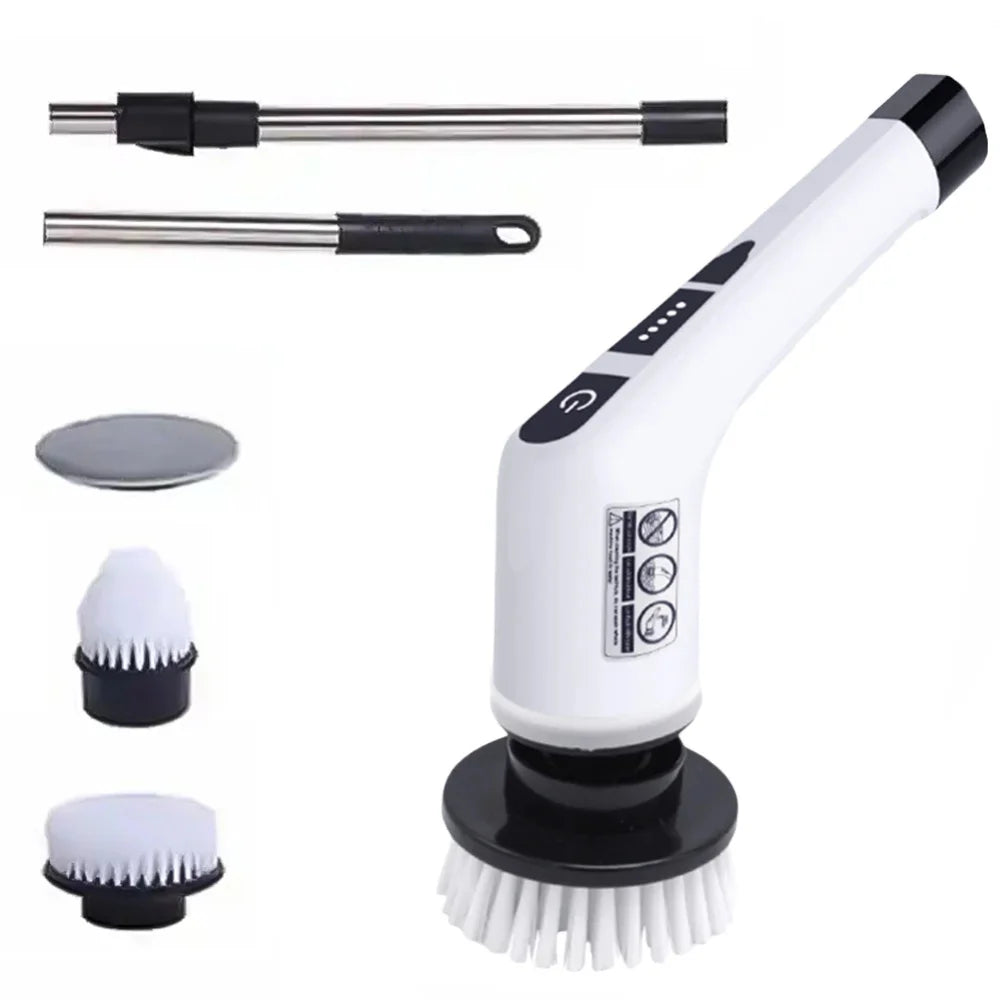 9-in-1 Rechargeable Electric Spin Scrubber, Cordless 360° Swivel Mop & Cleaning Brush for Bathroom, Kitchen, Floor, Car