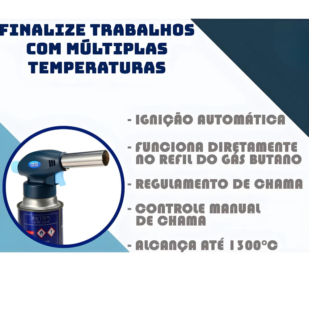 Professional Adjustable Butane Culinary Torch – 1300°C Kitchen Blowtorch for Creme Brulee & Confectionery