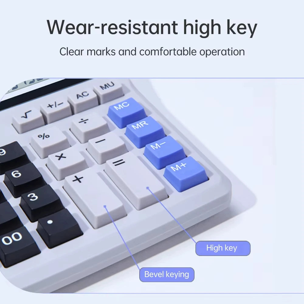 Large Screen 12-Digit Financial Tax Calculator — Dual Power, Clear Keys for School & Office