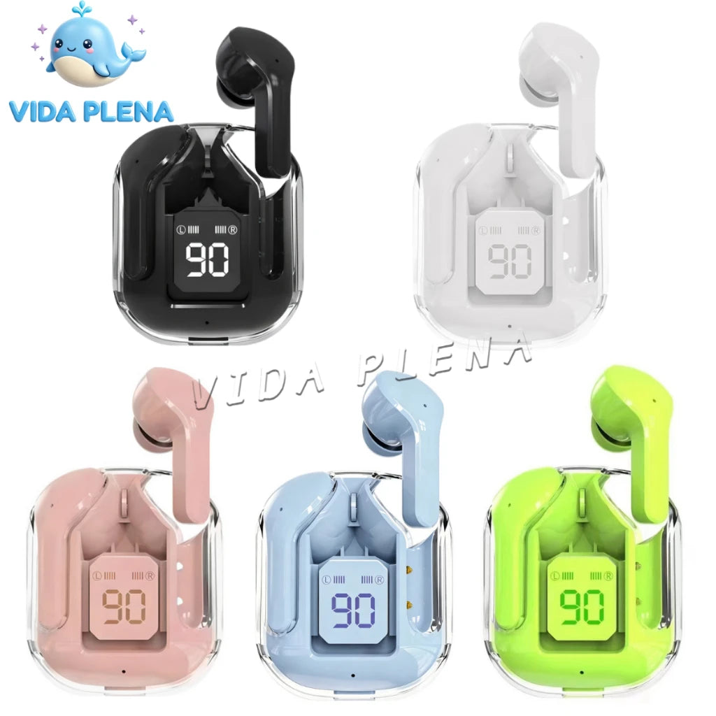 Bluetooth 5.3 TWS Wireless Earbuds with LED Light, Hi-Fi Stereo, Noise Cancellation & Touch Controls - Charging Case Included
