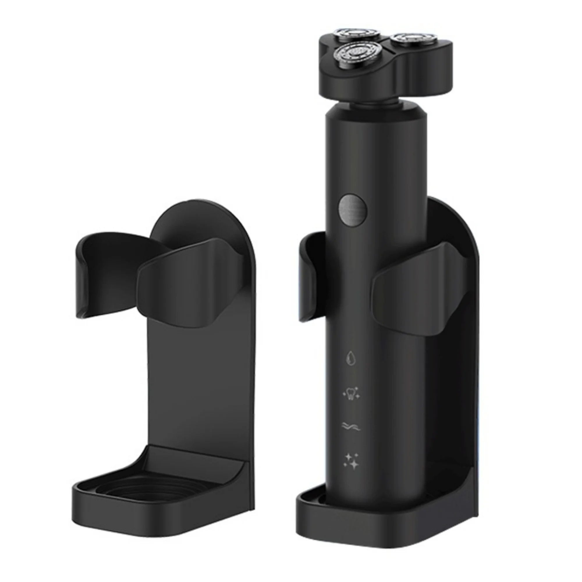 Self-Adhesive Wall-Mounted Shaver & Electric Toothbrush Holder – Razor Storage Rack (White/Black)