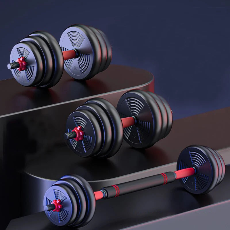 Adjustable Dumbbell to Barbell Set 5–44 lb (2.5–20 kg) Anti-Slip Grip Home Gym