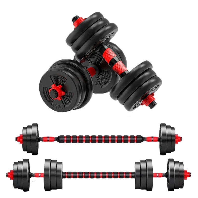Adjustable Dumbbell to Barbell Set 5–44 lb (2.5–20 kg) Anti-Slip Grip Home Gym