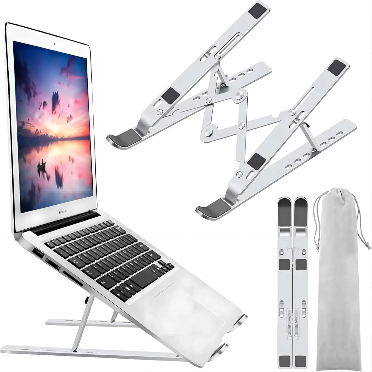 Adjustable Laptop Stand - Aluminum Collapsible Notebook Holder, Fits up to 17-inch (43 cm) Laptops