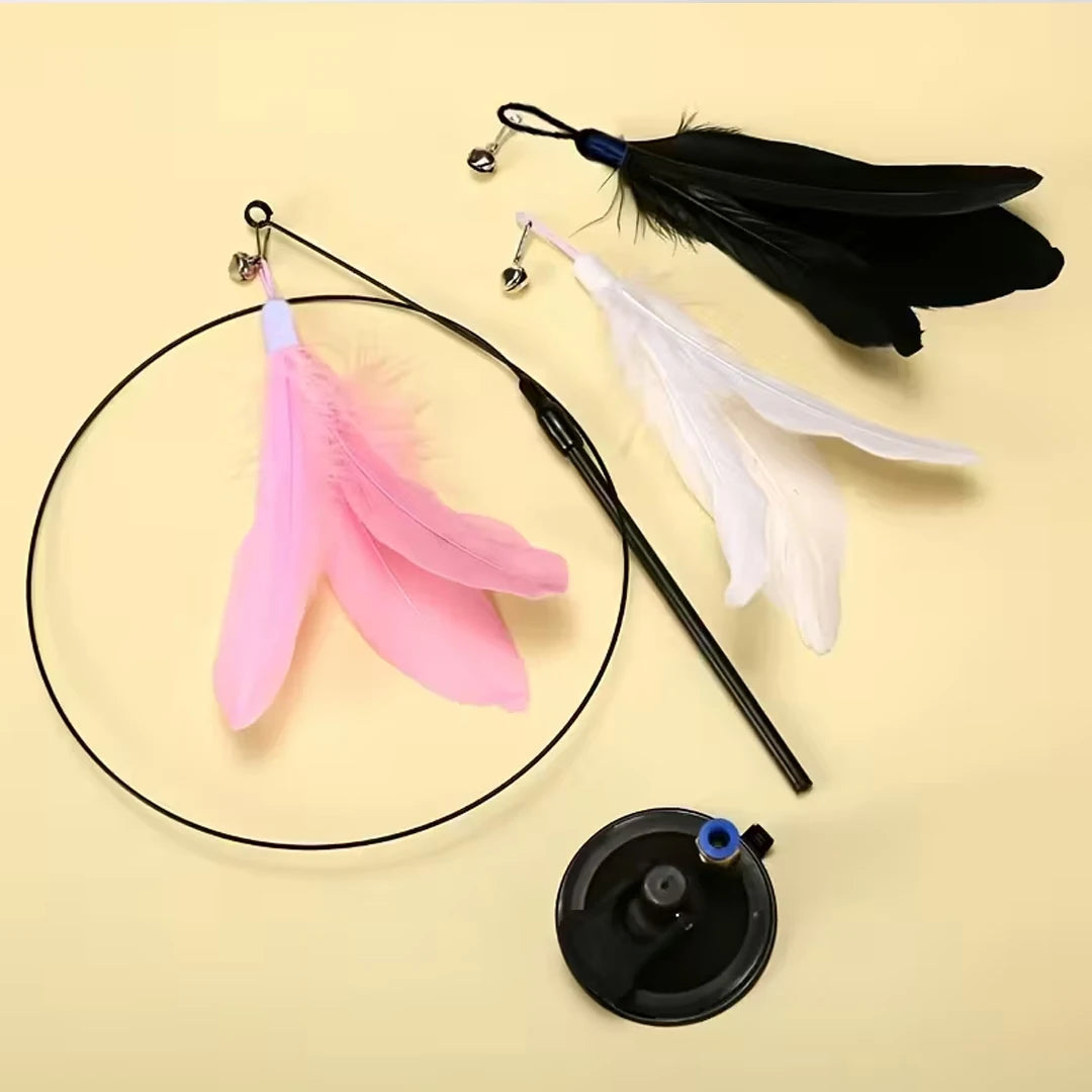 Interactive Cat Feather Teaser Toy with Bell view 9