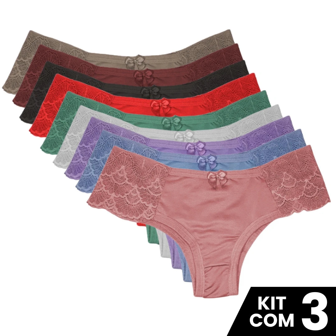 3-Pack Women's Microfiber Lace-Side Briefs - Comfortable Everyday Lingerie
