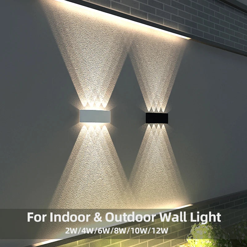 Aluminum LED Wall Light IP65 Waterproof Up/Down Wall Sconce, Outdoor & Indoor 2W-12W for Garden Patio Porch Bedroom Living Room Stairs