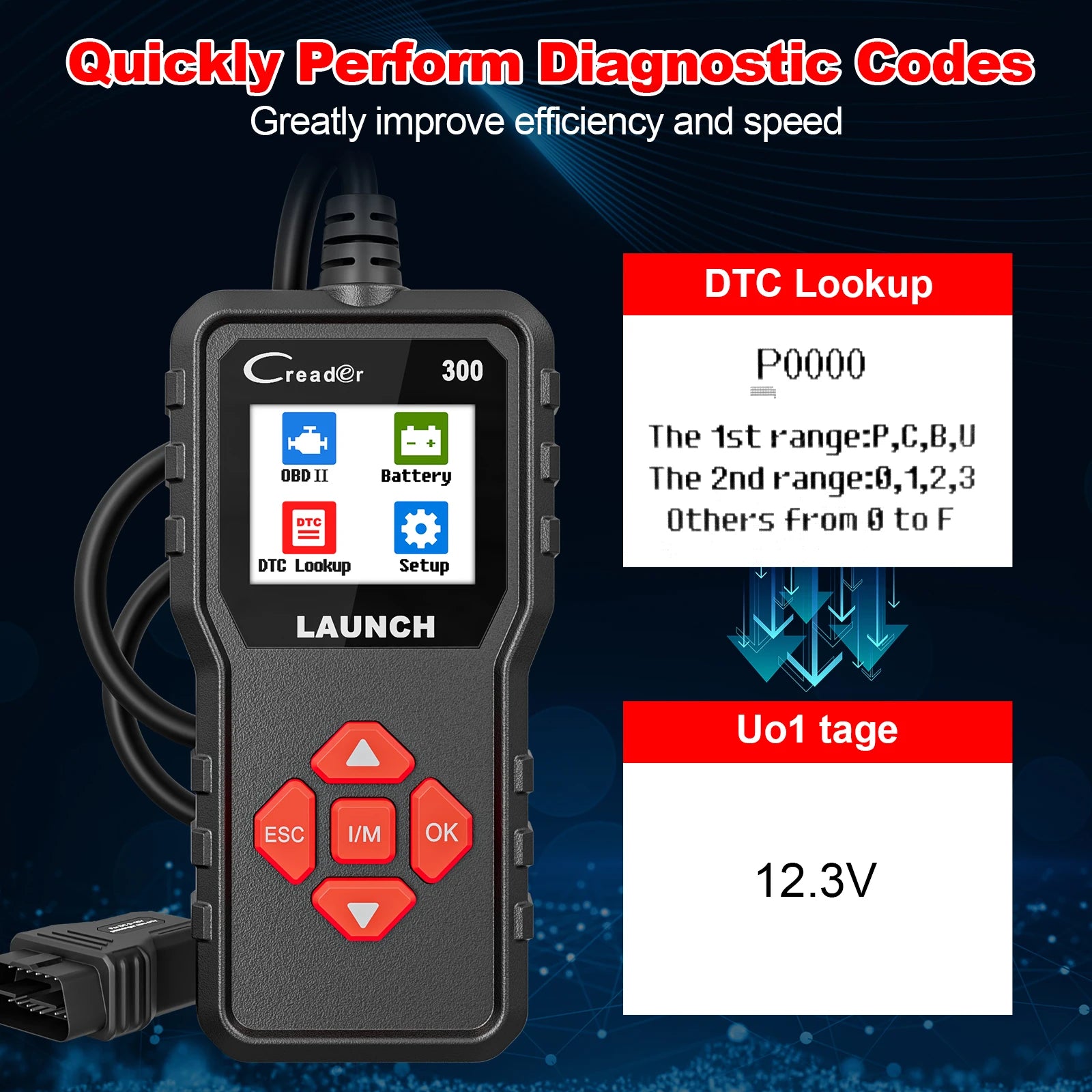 OBD2 Scanner CAN Auto Code Reader Diagnostic Tool – I/M Readiness, Engine & Battery Tester, Lifetime Free Updates
