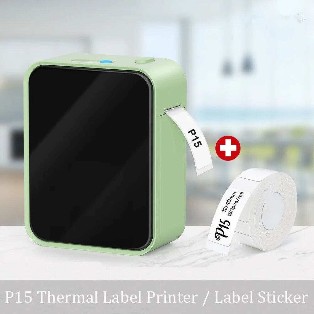 Mini Bluetooth Thermal Label Printer Portable Inkless 15mm (0.59in) Rechargeable Type-C