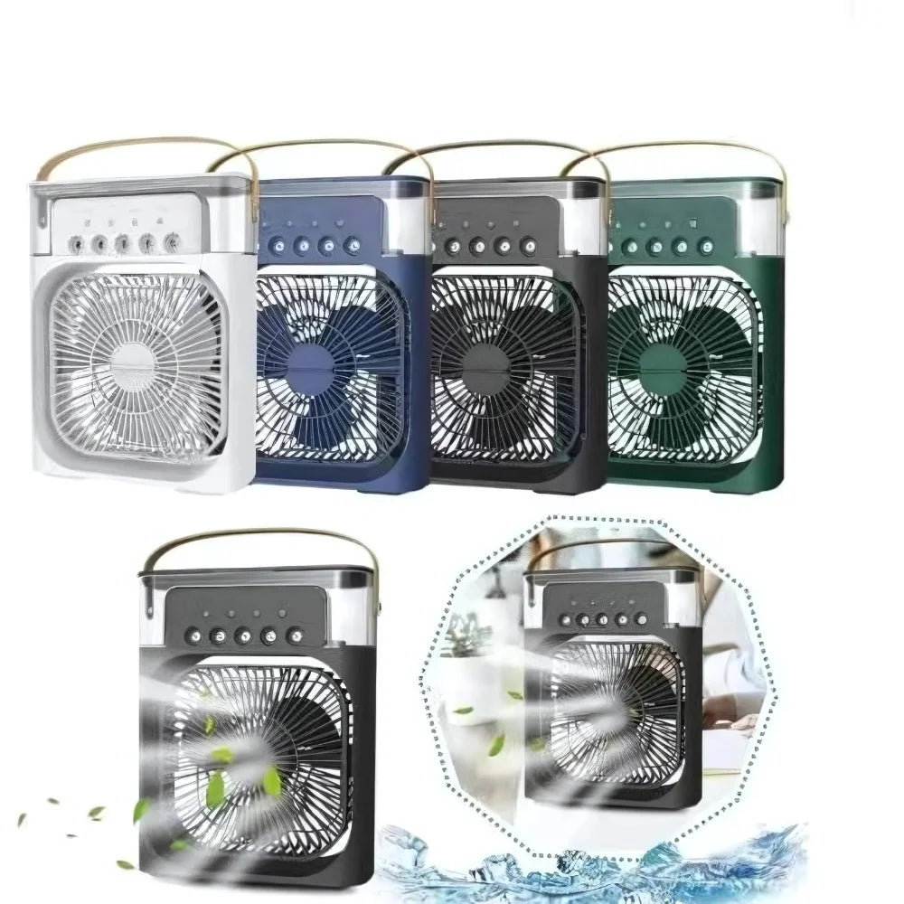 5-in-1 Portable Mini Air Cooler & Humidifier USB Powered Fan, Nebulizer, Aromatherapy Diffuser, 600ml Reservoir, 8-Color LED