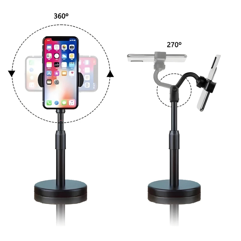 Adjustable Desktop Tripod Phone Stand 360° Rotating Mobile Holder with Weighted Base