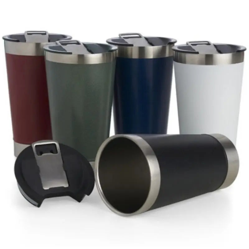 473ml (16 fl oz) Double-Wall Vacuum Insulated Travel Mug with Lid & Bottle Opener – Keeps Drinks Hot or Cold