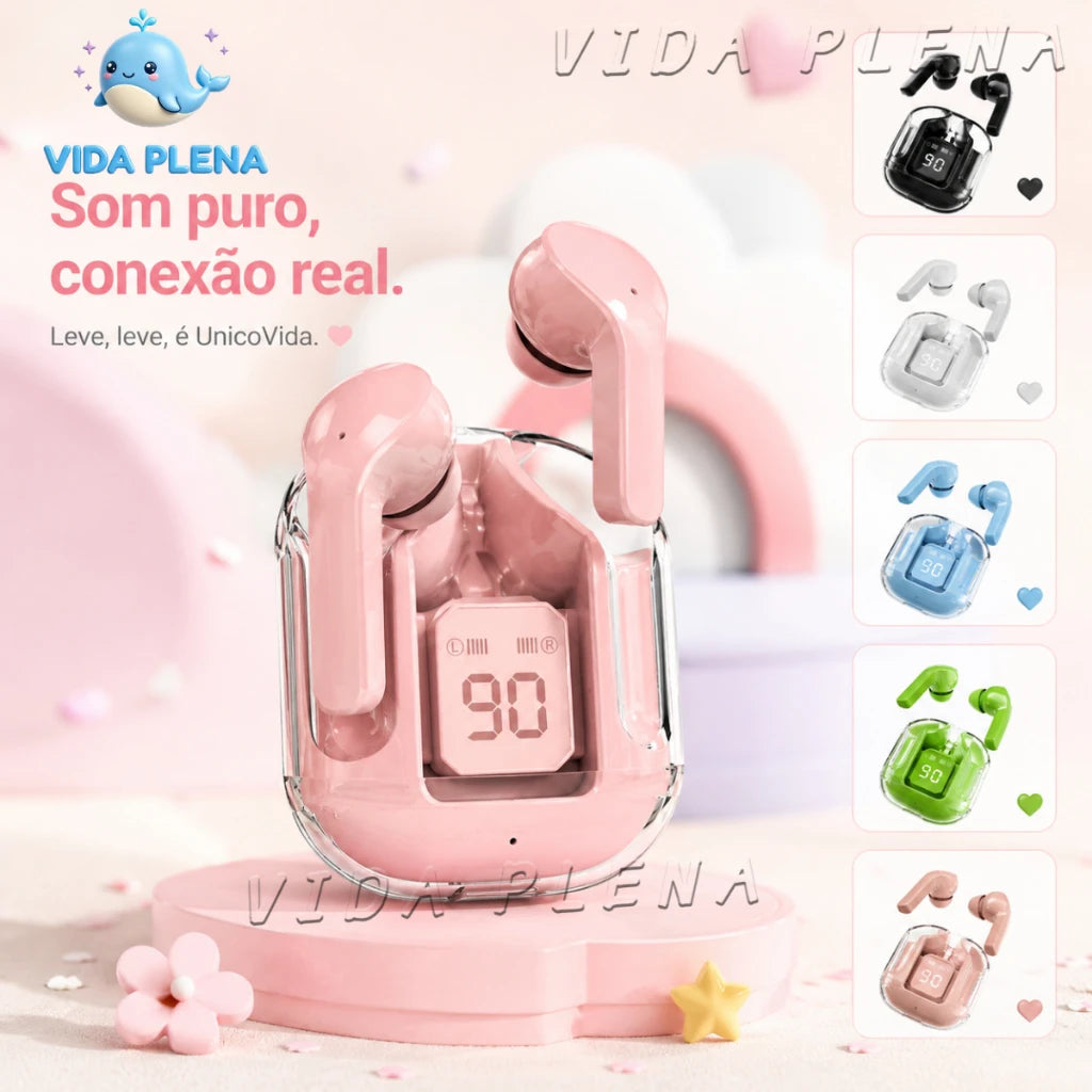 Bluetooth 5.3 TWS Wireless Earbuds with LED Light, Hi-Fi Stereo, Noise Cancellation & Touch Controls - Charging Case Included