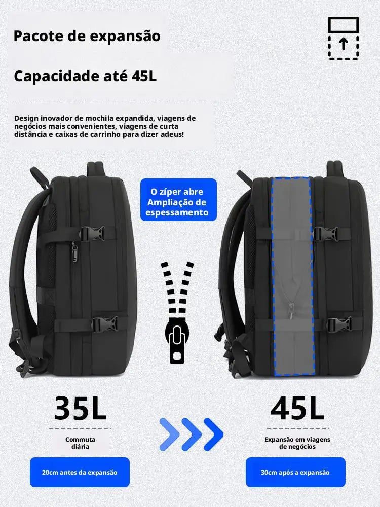 Unisex Anti-Theft Backpack 20-35 L (5.3-9.2 gal) Water-Resistant Travel Bag with Combination Lock