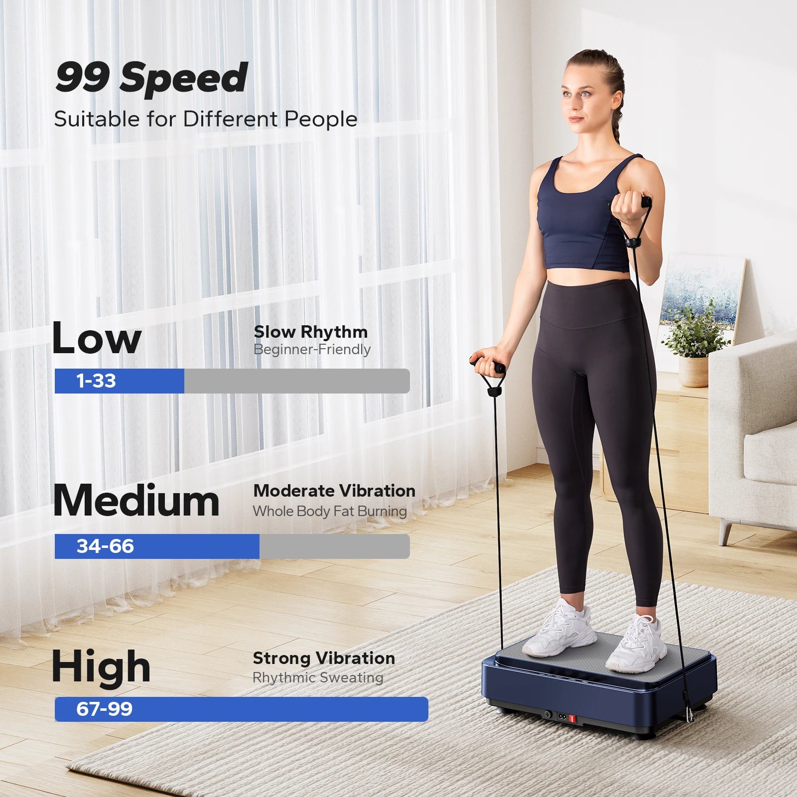 Vibration Plate Exercise Machine – 99-Speed Whole Body Vibration Platform with Remote & Resistance Bands for Weight Loss Pain Relief & Better Sleep
