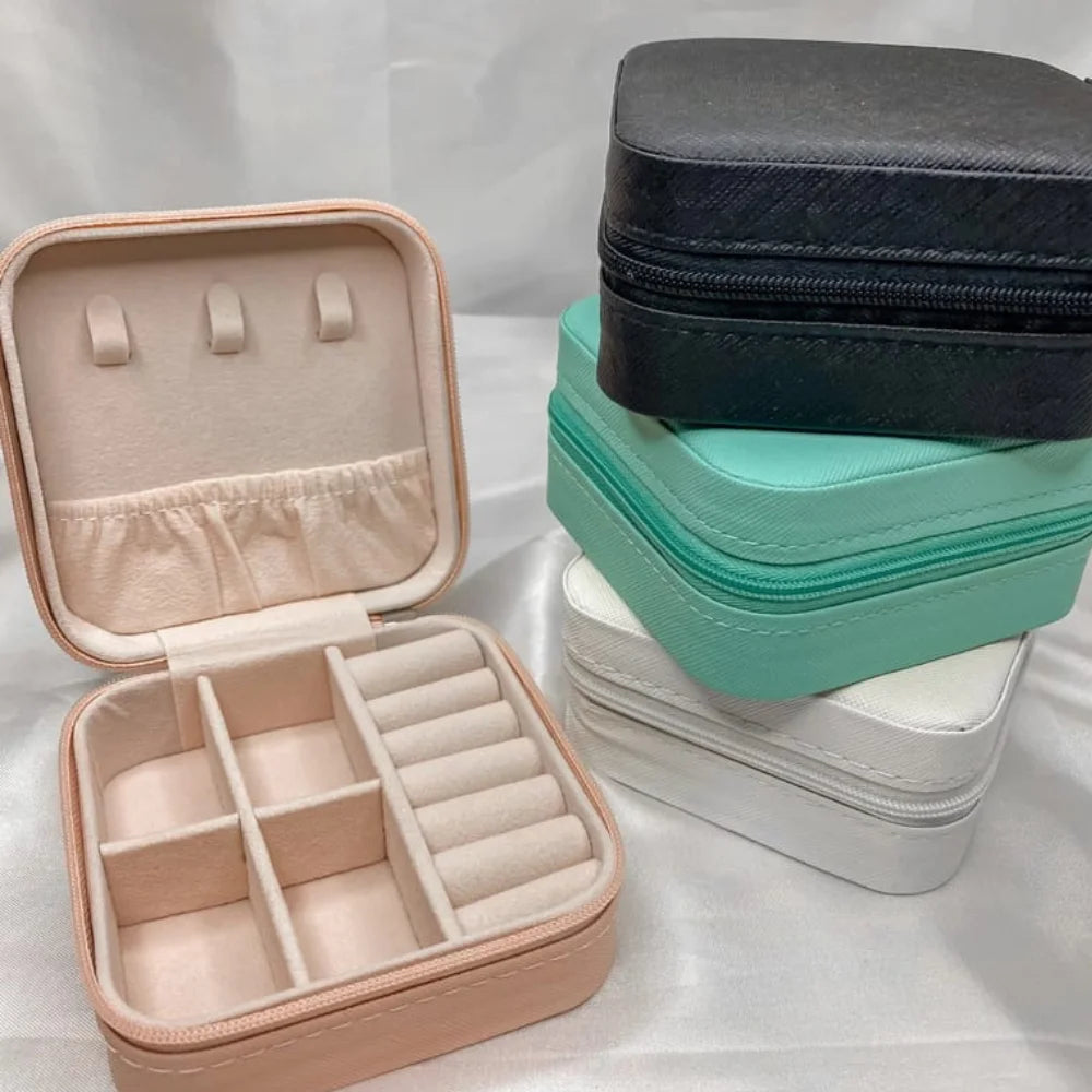 Portable Mini Travel Jewelry Box Compact Organizer for Earrings Necklaces Rings