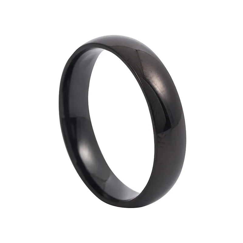 Unisex 6mm (0.24 in) Stainless Steel Wedding Band – High Polish Hypoallergenic Couples Ring (Steel, Black, Gold, Rose Gold)