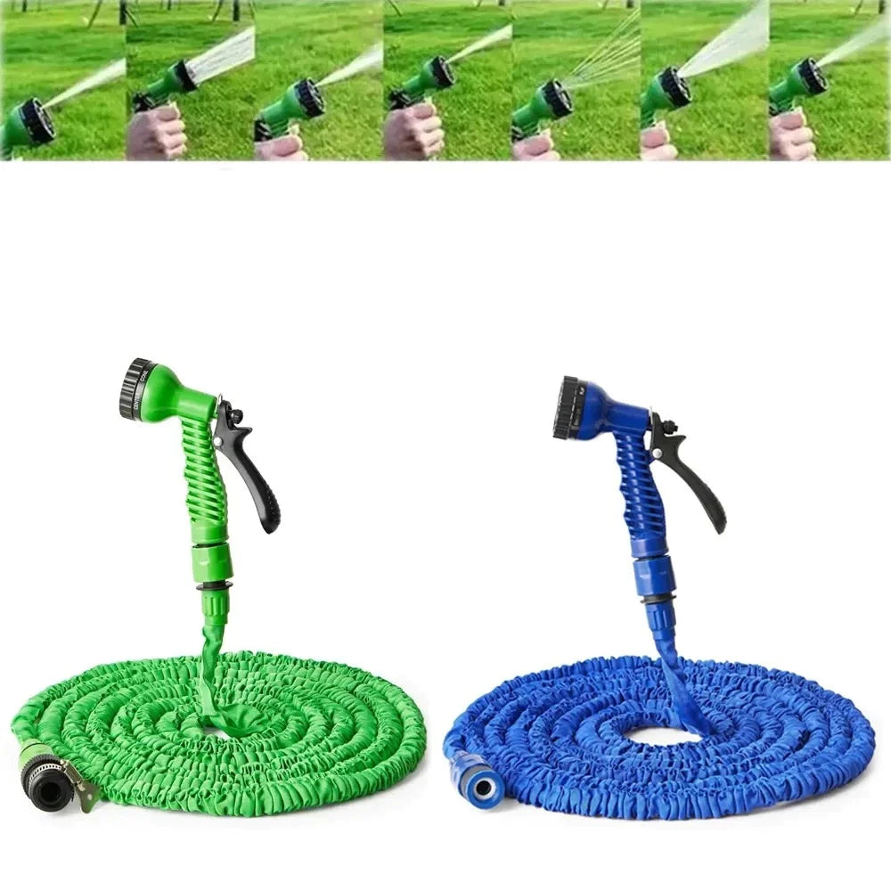 15 m (49 ft) Expandable Garden Hose – Flexible Elastic Water Hose with 8-Pattern Spray Nozzle
