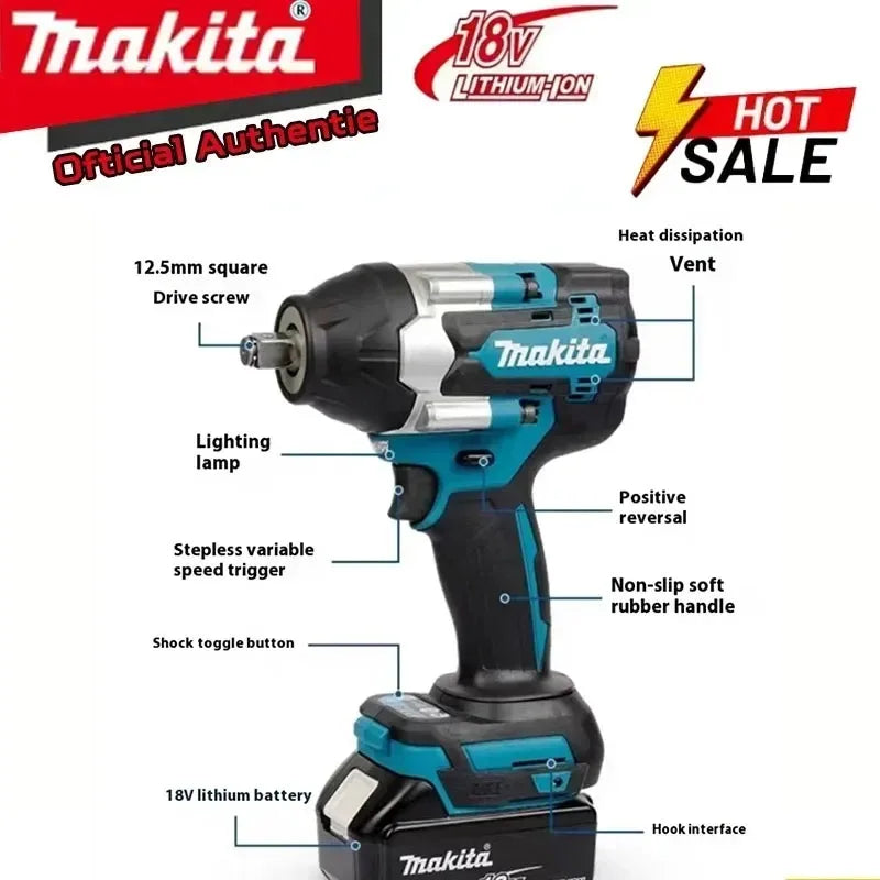 Cordless Impact Wrench 1000 Nm (738 ft-lb) Brushless 18V High Torque Electric Wrench for Auto Repair