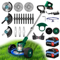 Cordless Electric Riding Lawn Mower and Weed Trimmer for Gardens & Courtyards