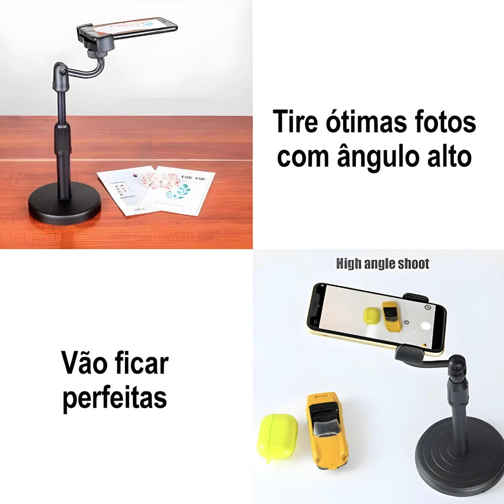Adjustable Desktop Tripod Phone Stand 360° Rotating Mobile Holder with Weighted Base