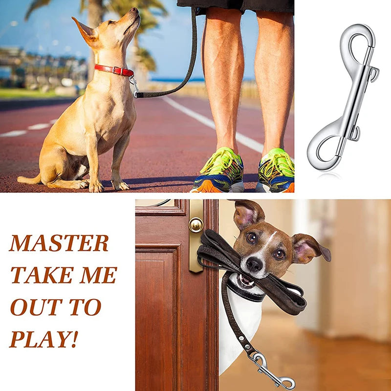 Double-Ended Bolt Snap Hook Heavy-Duty Nickel-Plated Metal Clip for Dog Leash, Horse Tack, Farm & Marine