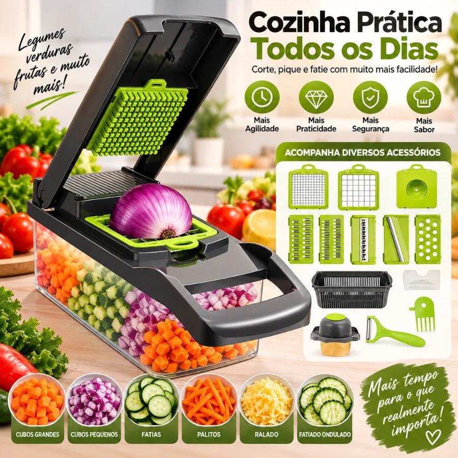 16-in-1 Vegetable Slicer and Cutter with Collector - Multifunctional Mandoline & Grater