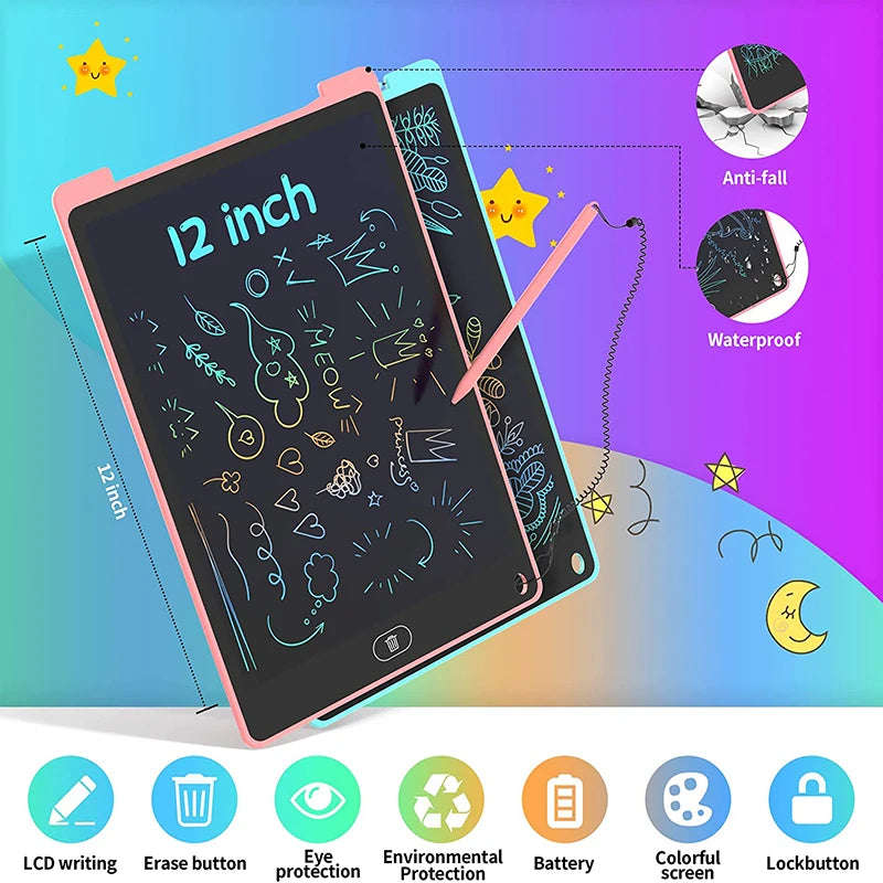 LCD Writing & Drawing Tablet 8.5 in (21.6 cm) / 12 in (30.5 cm) – Digital Graphic Tablet with Stylus for Kids, Students & Artists