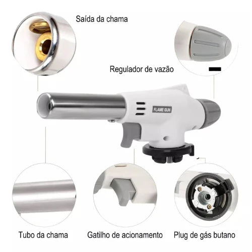 Professional Adjustable Butane Culinary Torch – 1300°C Kitchen Blowtorch for Creme Brulee & Confectionery