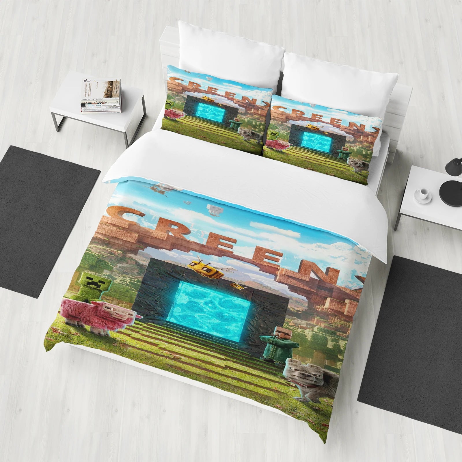Anime Cartoon Printed Duvet Cover Set – 100% Polyester Quilt Cover + 2 Pillowcases (1.35 m / 4.5 ft / 53 in)