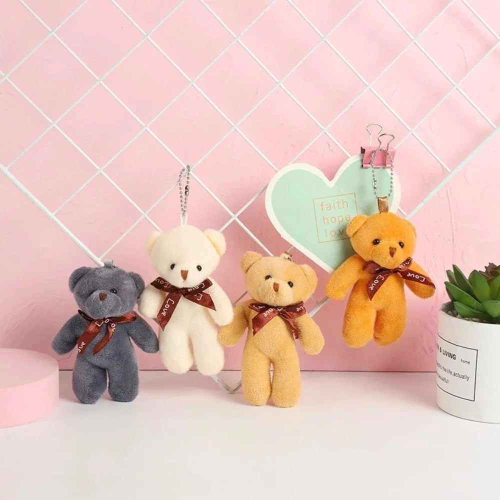 Cute Plaid Plush Bear Keychain Soft Teddy Keyring Christmas Gift