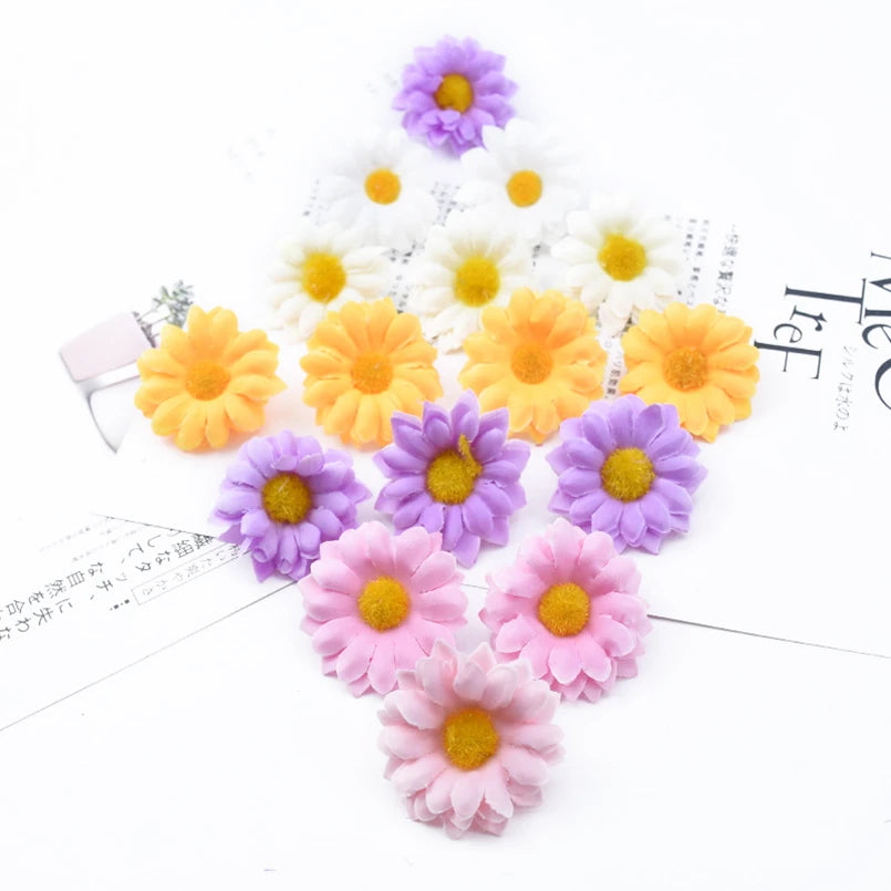 Artificial Silk Daisy Flowers 30/50/100-Pack 5 cm (2 in) for Home Decor, Wedding, Vase, Table, Wreaths and DIY Crafts