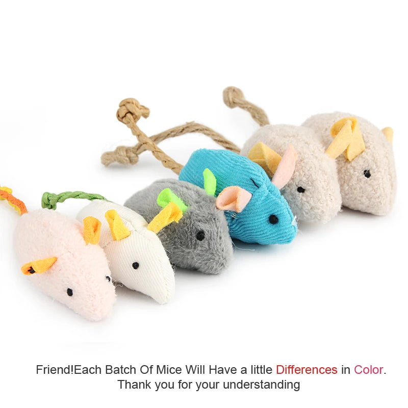 6-Pack Catnip Plush Mouse Toys for Kittens, Mixed Colors, 2.2 in (5.5 cm)